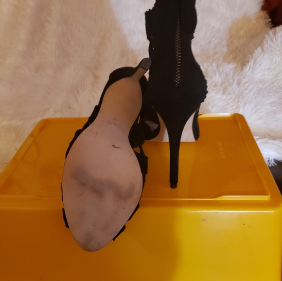 Zara Basic Collection Cage Heel Blk Suide sz 7.5 - Picture 4 of 4